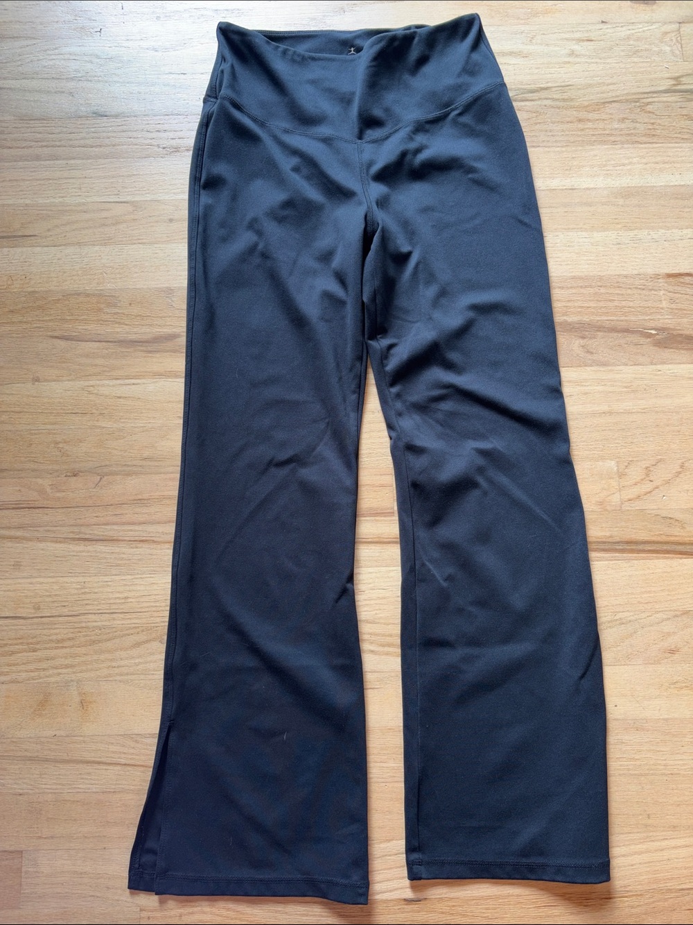 Black Danskin Straight Wide Leg Yoga Pants with Slit Ankle detail